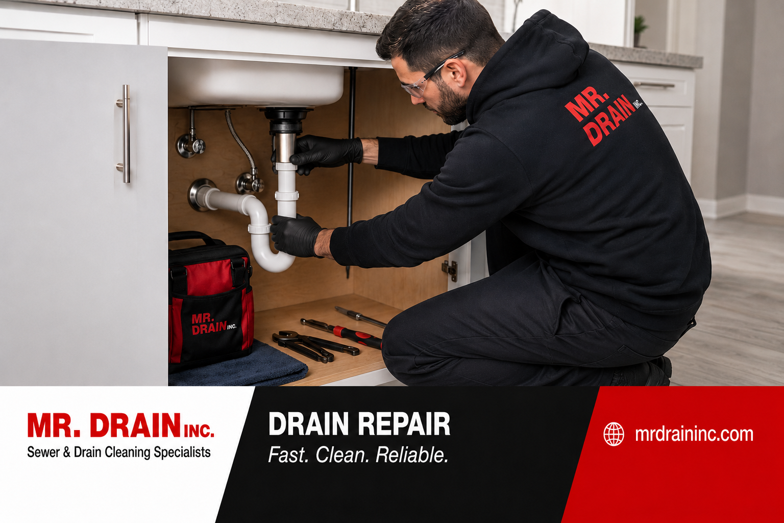 Plumber repairing line behind a problem toilet